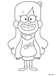 Mabel Pines Coloring Page in Rainbow Sweater