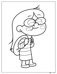 Mabel Pines Coloring Page with Backpack and Smile