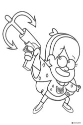Mabel Pines Coloring Page with a grappling hook