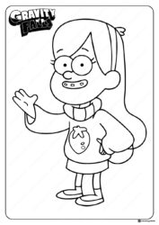 Mabel Pines Coloring Page with a strawberry sweater