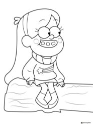 Mabel Pines Coloring Sheet Sitting on Log