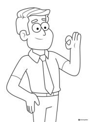 Male character making an okay sign coloring sheet