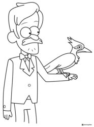 Man holding a bird on his arm coloring sheet