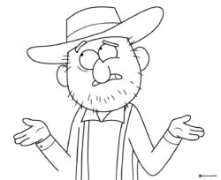 Man shrugging with hat coloring sheet