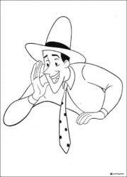 Man with Yellow Hat Waving Coloring Page
