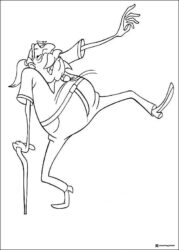 Man with cane dancing coloring page