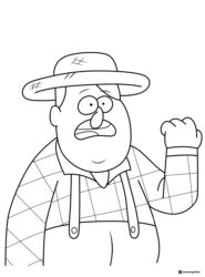Manly Dan Coloring Page with Hat and Plaid Shirt