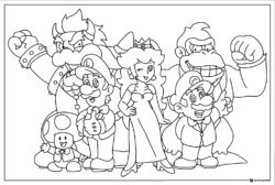 Mario Characters Group Coloring Page