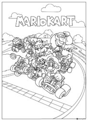 Mario Kart Race Coloring Page