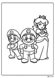 Mario Luigi Princess Peach Coloring Sheet
