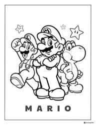 Mario Luigi Yoshi with stars MARIO title coloring