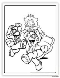 Mario Luigi and Peach running coloring page