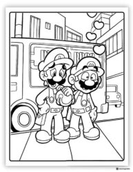 Mario and Luigi City Coloring Sheet