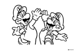 Mario and Luigi High Five Coloring Sheet
