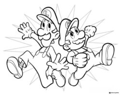 Mario and Luigi Jumping Coloring Page