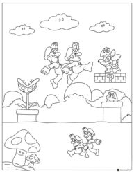 Mario and Luigi in a level with enemies coloring page