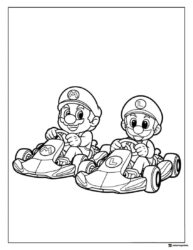 Mario and Luigi kart racing coloring page