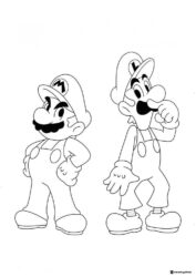 Mario and Luigi standing coloring page