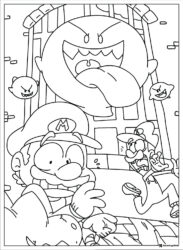 Mario and Luigi vs King Boo Coloring Page