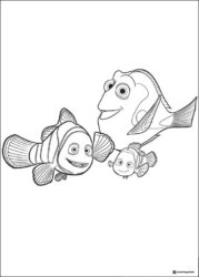 Marlin Dory and Nemo smiling coloring sheet