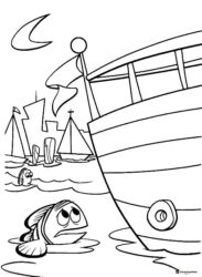 Marlin and Dory Near Boats Coloring Page