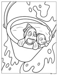 Marlin and Nemo in a bucket coloring page