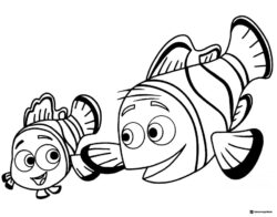 Marlin and Nemo smiling coloring page
