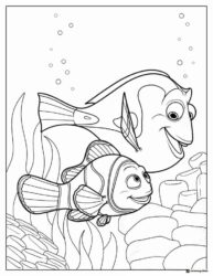 Marlin and Nemo with Coral Coloring Page