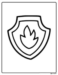Marshall Badge Coloring Page with Flame Symbol Design