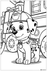 Marshall Coloring Page by Fire Truck with Bowtie
