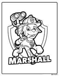 Marshall Coloring Page in Firefighter Hat with Pup Pack