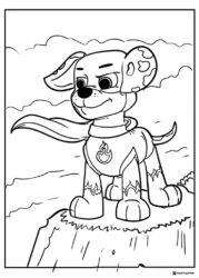 Marshall Coloring Page in Mighty Pups Firefighter Uniform