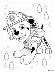 Marshall Coloring Page with Raindrop Background