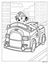 Marshall Driving Fire Truck Coloring Page in the City