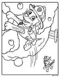 Marshall Jumping from Tree Coloring Page with Chase Below