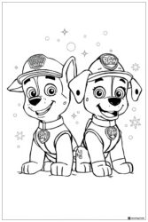 Marshall and Rubble Coloring Page with Hats