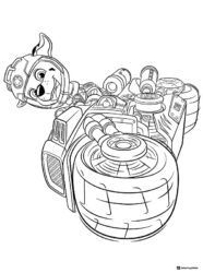 Marshall on his Moto Pups Fire Truck Coloring Page