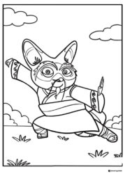 Master Shifu in fighting pose coloring page
