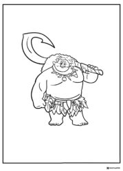 Maui Coloring Page Holding his Magical Hook