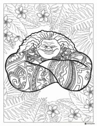Maui Coloring Page Resting with Foliage Background