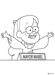 Mayor Mabel Coloring Page with Arms Open Wide