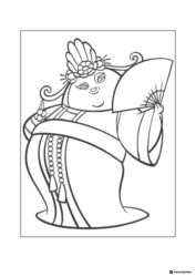 Mei Mei with a fan coloring page