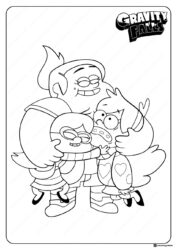 Melody Dipper and Mabel hugging Coloring Page