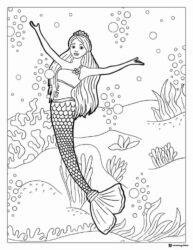 Mermaid Barbie Coloring Page Under the Sea
