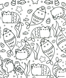 Mermaid Pusheen Coloring Sheet