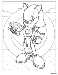 Metal Sonic Holding Chaos Emerald Coloring Page