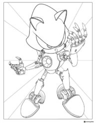 Metal Sonic Robot Standing Pose Coloring Page