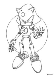 Metal Sonic Robot with Claws Coloring Sheet