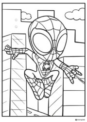 Miles Morales Web Slinging Buildings Coloring