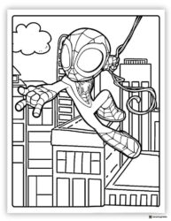 Miles Morales Web Slinging City Coloring Page